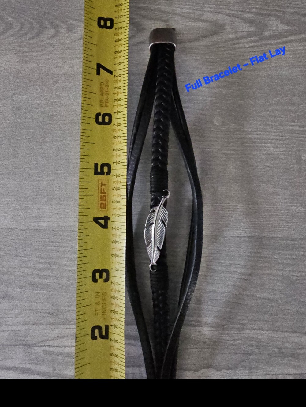Men’s Black Leather Multi‑Strand Bracelet with Silver Feather Pendant - Picture 6 of 6